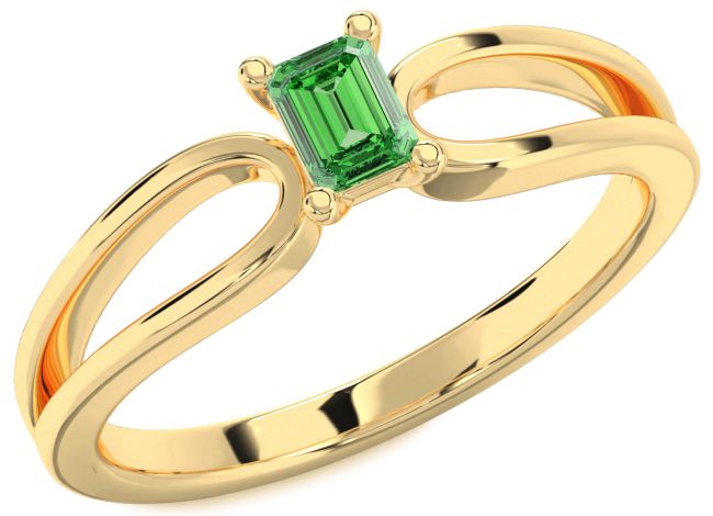Emerald Gold Silver Emerald Cut Promise Ring