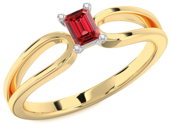 Ruby White Yellow Gold Ruby Cut Promise Ring