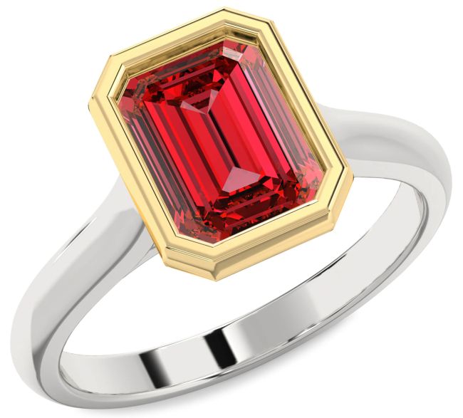 Ruby Platinum & Yellow Gold Ruby Cut Solitaire Engagement Ring