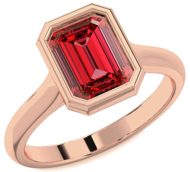 Ruby Rose Gold Silver Ruby Cut Solitaire Engagement Ring