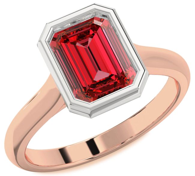 Ruby Rose Gold Silver Ruby Cut Solitaire Engagement Ring