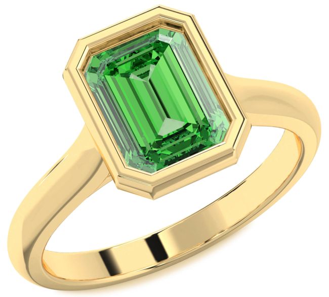 Emerald Gold Emerald Cut Solitaire Engagement Ring