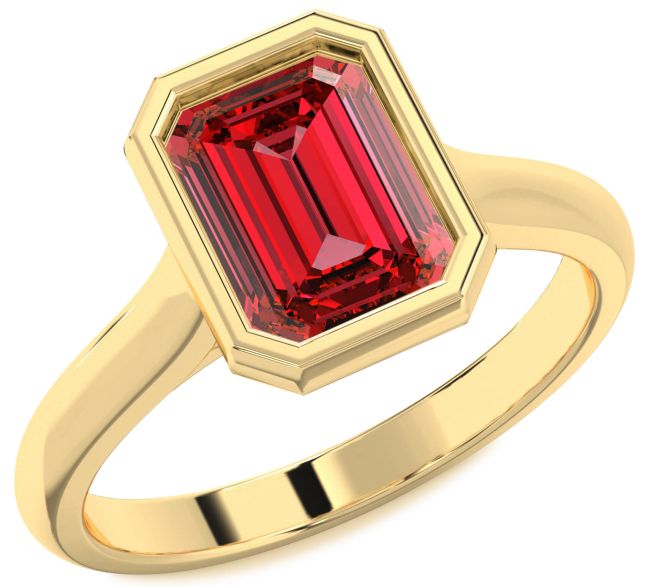Ruby Gold Silver Ruby Cut Solitaire Engagement Ring