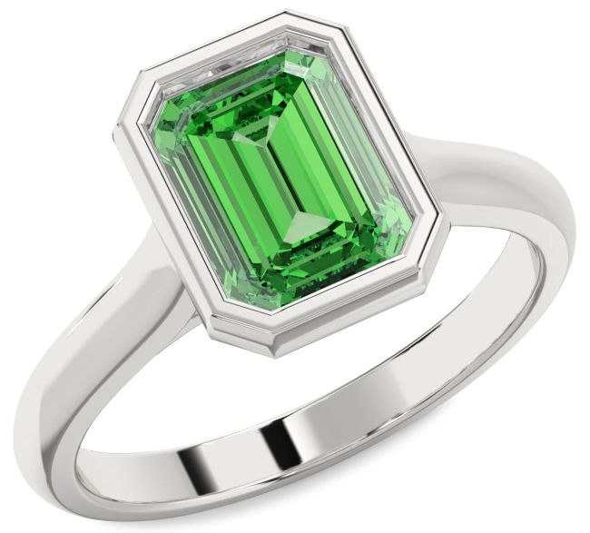 Emerald Platinum Emerald Cut Solitaire Engagement Ring