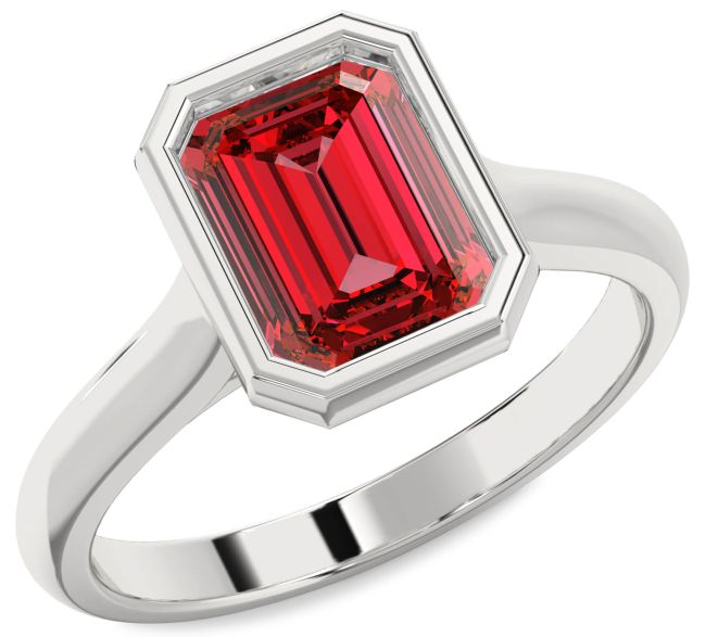 Ruby White Gold Ruby Cut Solitaire Engagement Ring
