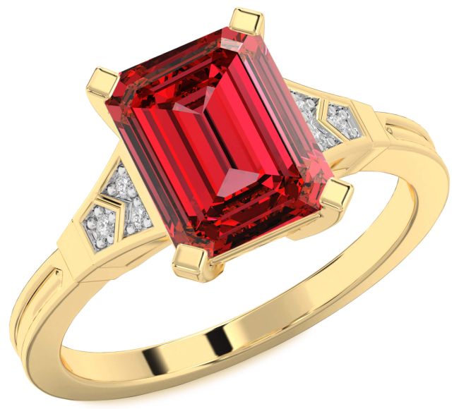 Diamond Ruby Gold Silver Ruby Cut Engagement Ring