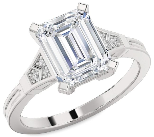 Diamond Silver Cut Engagement Ring