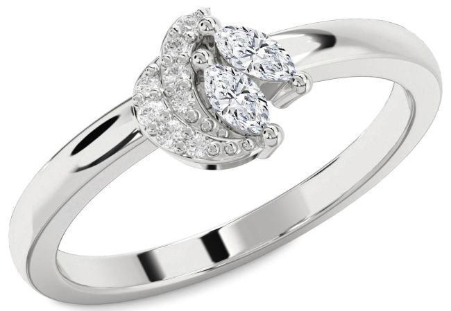 Lab Diamond Platinum Marquise Two Stone Ring