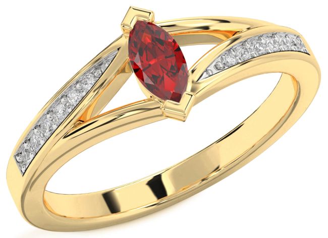 Diamond Ruby Gold Marquise Promise Ring
