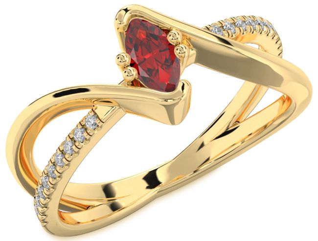 Diamond Ruby Gold Marquise Promise Ring