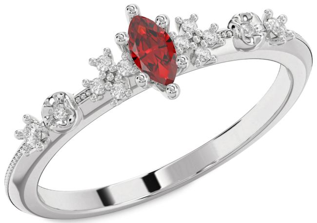 Diamond Ruby Platinum Marquise Promise Ring