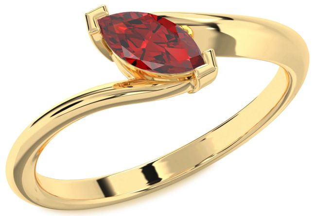 Ruby Gold Marquise Solitaire Engagement Ring