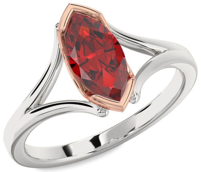 Ruby Platinum & Rose Gold Marquise Solitaire Engagement Ring