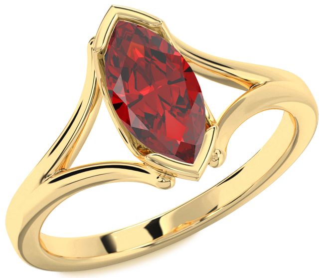 Ruby Gold Silver Marquise Solitaire Engagement Ring