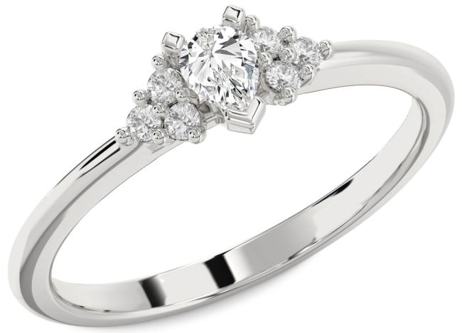 Diamond Platinum Pear Promise Ring