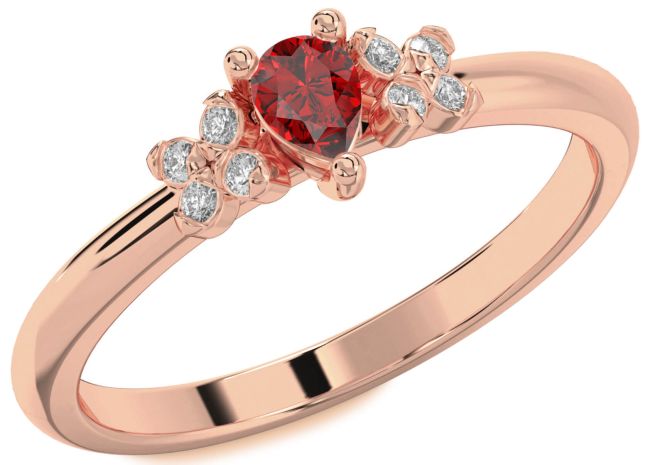 Diamond Ruby Rose Gold Pear Promise Ring