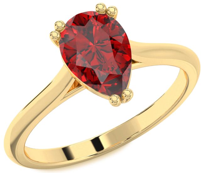 Ruby Gold Pear Solitaire Engagement Ring