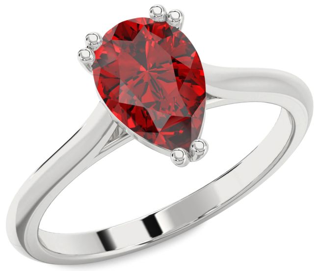 Ruby Platinum Pear Solitaire Engagement Ring