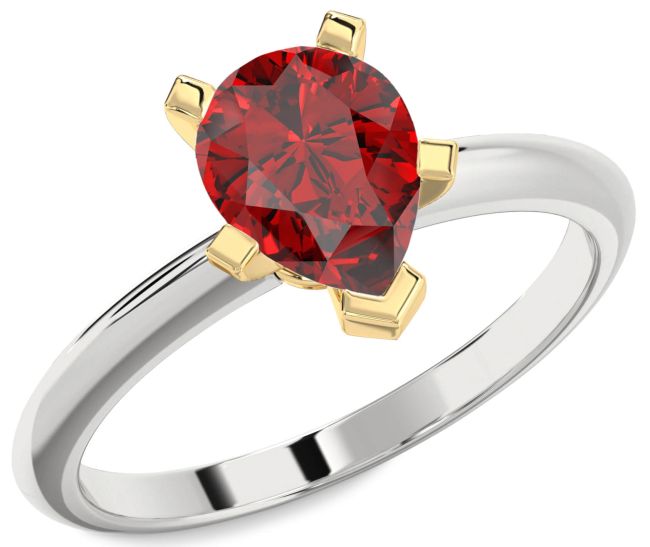 Ruby Platinum & Yellow Gold Pear Solitaire Engagement Ring
