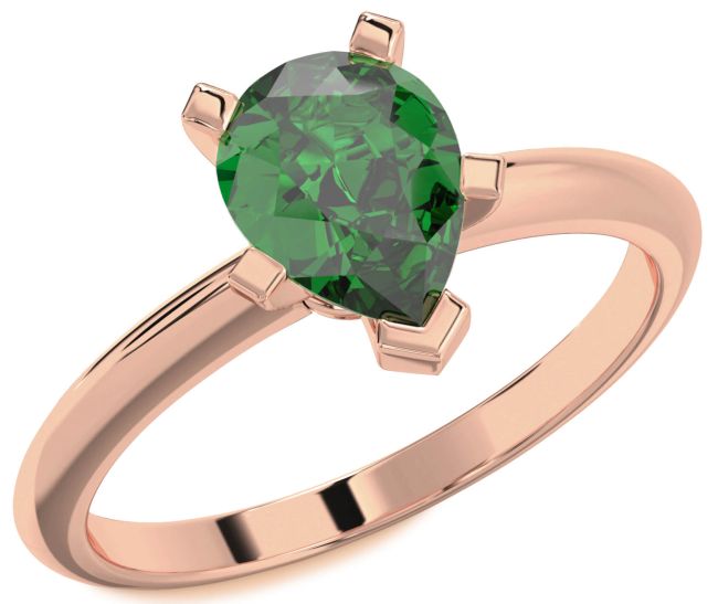 Emerald Rose Gold Pear Solitaire Engagement Ring