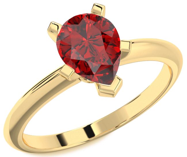 Ruby Gold Silver Pear Solitaire Engagement Ring