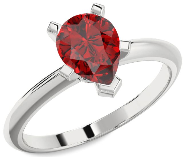 Ruby Platinum Pear Solitaire Engagement Ring