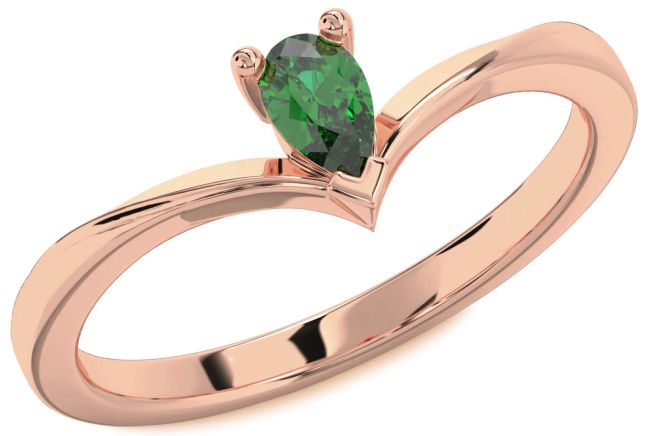 Emerald Rose Gold Pear Promise Ring