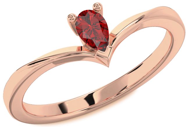 Ruby Rose Gold Silver Pear Promise Ring