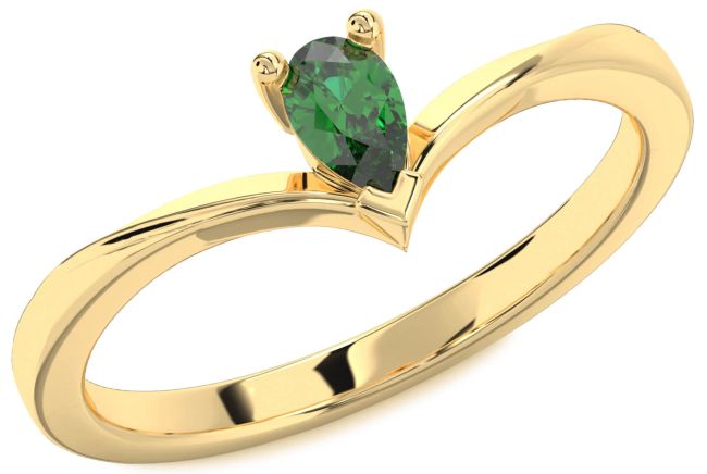 Emerald Gold Pear Promise Ring