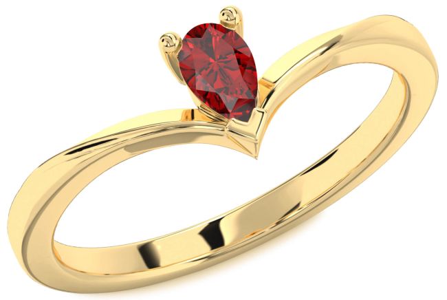 Ruby Gold Pear Promise Ring
