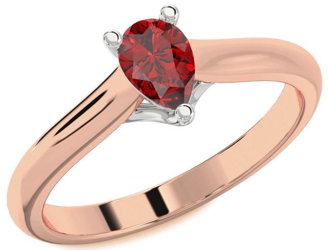 Ruby Platinum & Rose Gold Pear Solitaire Engagement Ring