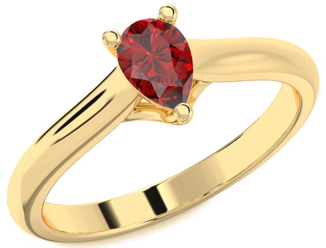 Ruby Gold Pear Solitaire Engagement Ring