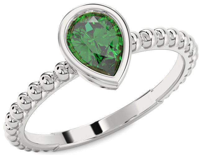 Emerald Platinum Dot Ring