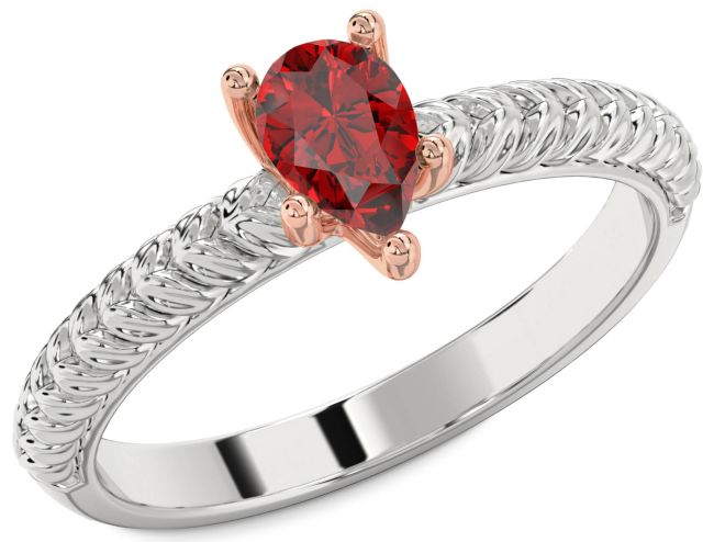 Ruby Platinum & Rose Gold Pear Solitaire Engagement Ring