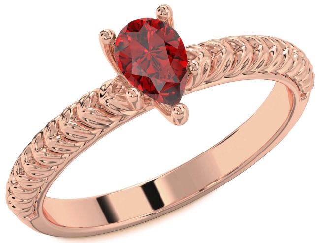 Ruby Rose Gold Pear Solitaire Engagement Ring
