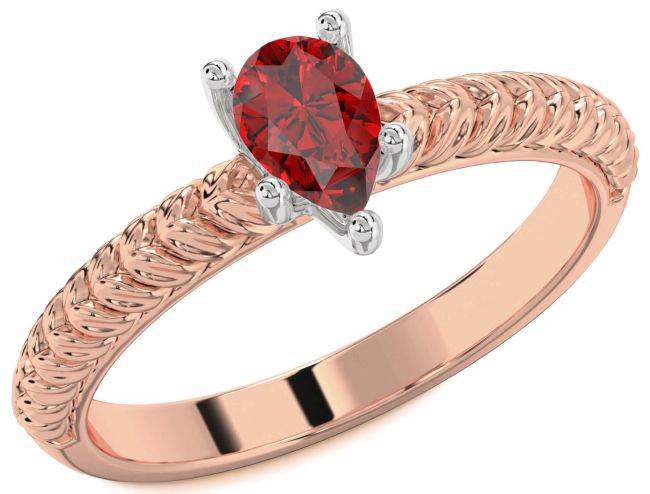 Ruby Platinum & Rose Gold Pear Solitaire Engagement Ring