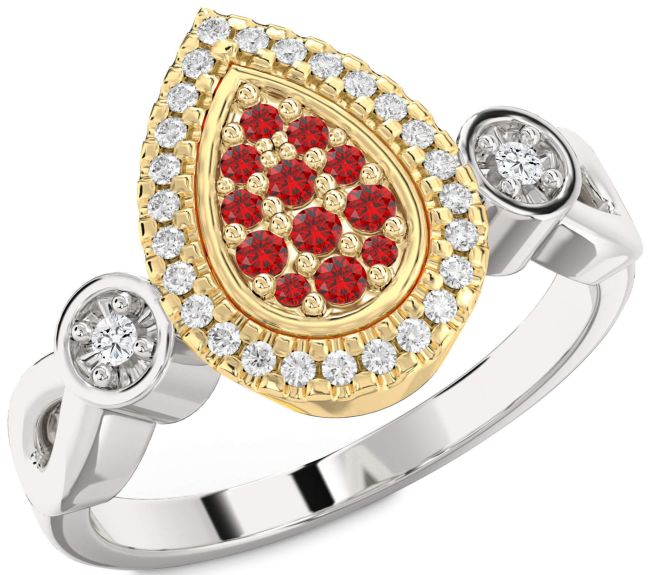 Diamond Ruby Platinum & Yellow Gold Round Promise Ring