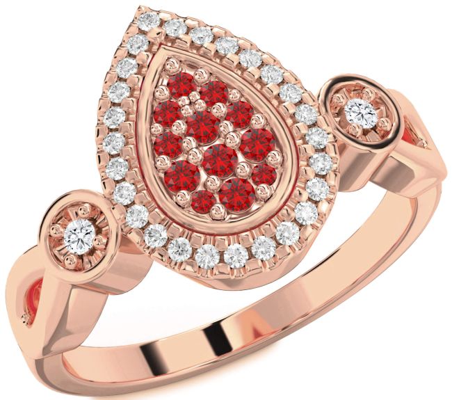 Diamond Ruby Rose Gold Round Promise Ring