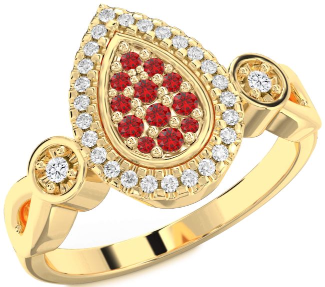 Diamond Ruby Gold Round Promise Ring