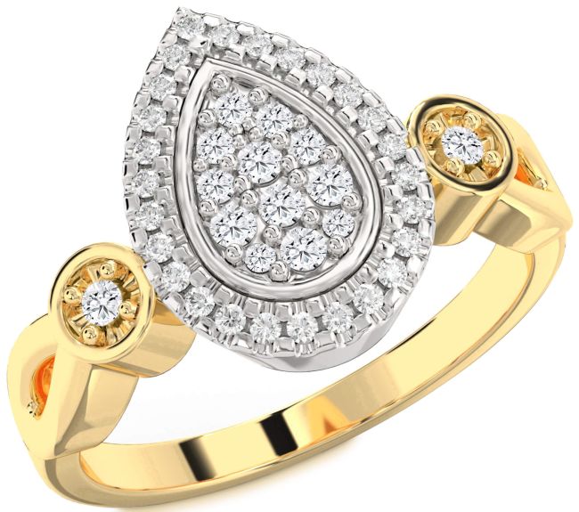 Diamond White Yellow Gold Round Promise Ring