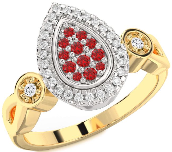 Diamond Ruby Gold Silver Round Promise Ring