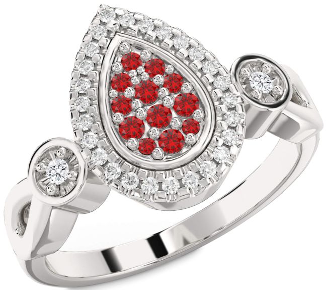 Diamond Ruby Platinum Round Promise Ring