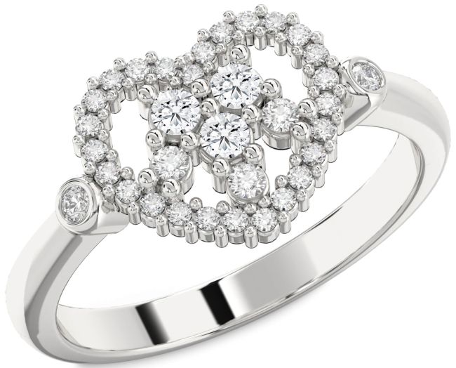 Lab Diamond Platinum Heart Three Stone Ring