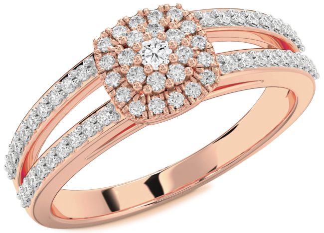 Diamond Rose Gold Halo Round Promise Ring