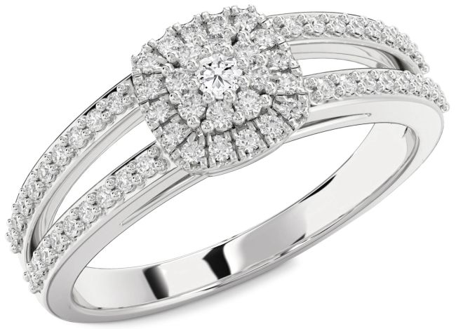 Diamond White Gold Halo Round Promise Ring