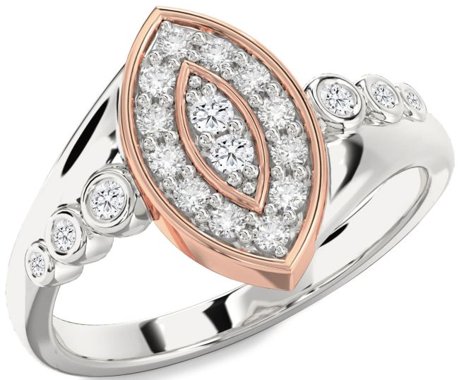 Lab Diamond Rose Gold Silver Evil Eye Ring