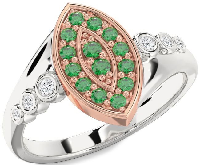 Diamond Emerald Rose Gold Silver Evil Eye Ring