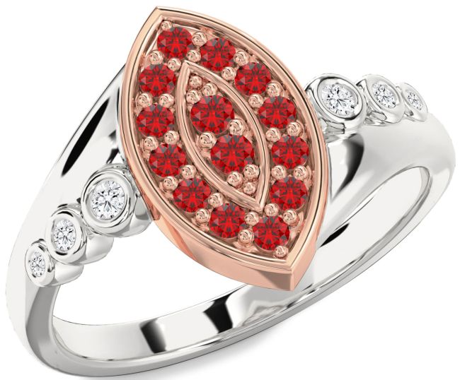 Diamond Ruby Rose Gold Silver Evil Eye Ring