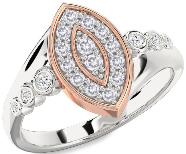 Salt & Pepper Diamond Rose Gold Silver Evil Eye Ring