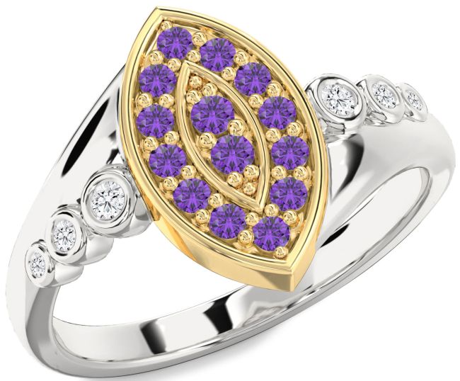 Diamond Amethyst Gold Silver Evil Eye Ring